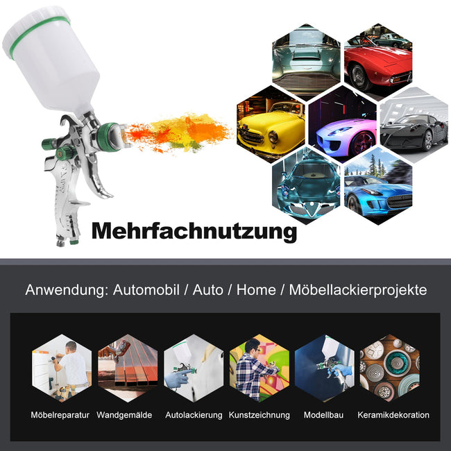 Cosmo Go HVLP Lackierpistole Spritzpistole Set mit Edelstahldüs Main Image