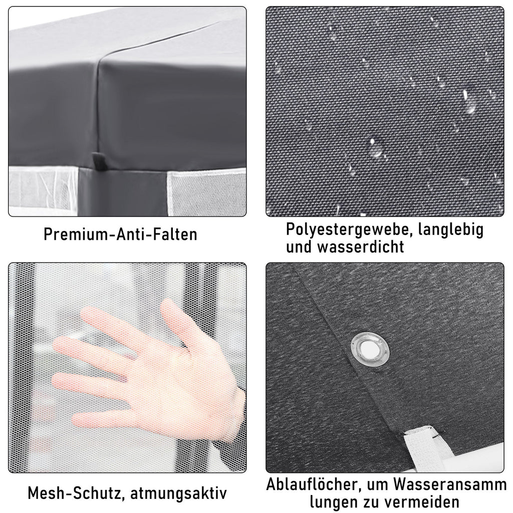 Cosmo Go Pavillon Gartenzelt mit Moskitonetz Wasserdicht 6-eckig