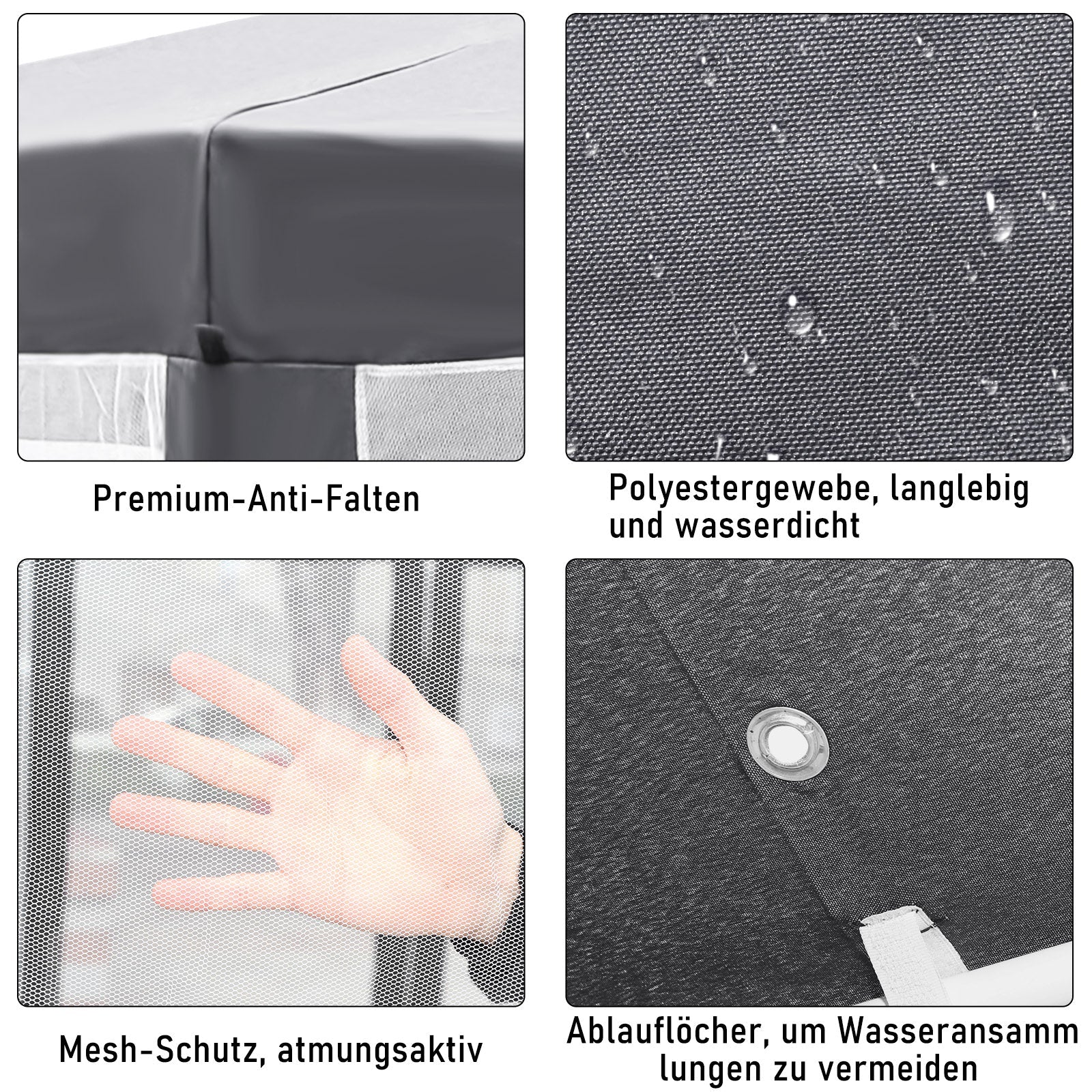 Cosmo Go Pavillon Gartenzelt mit Moskitonetz Wasserdicht 6-eckig
