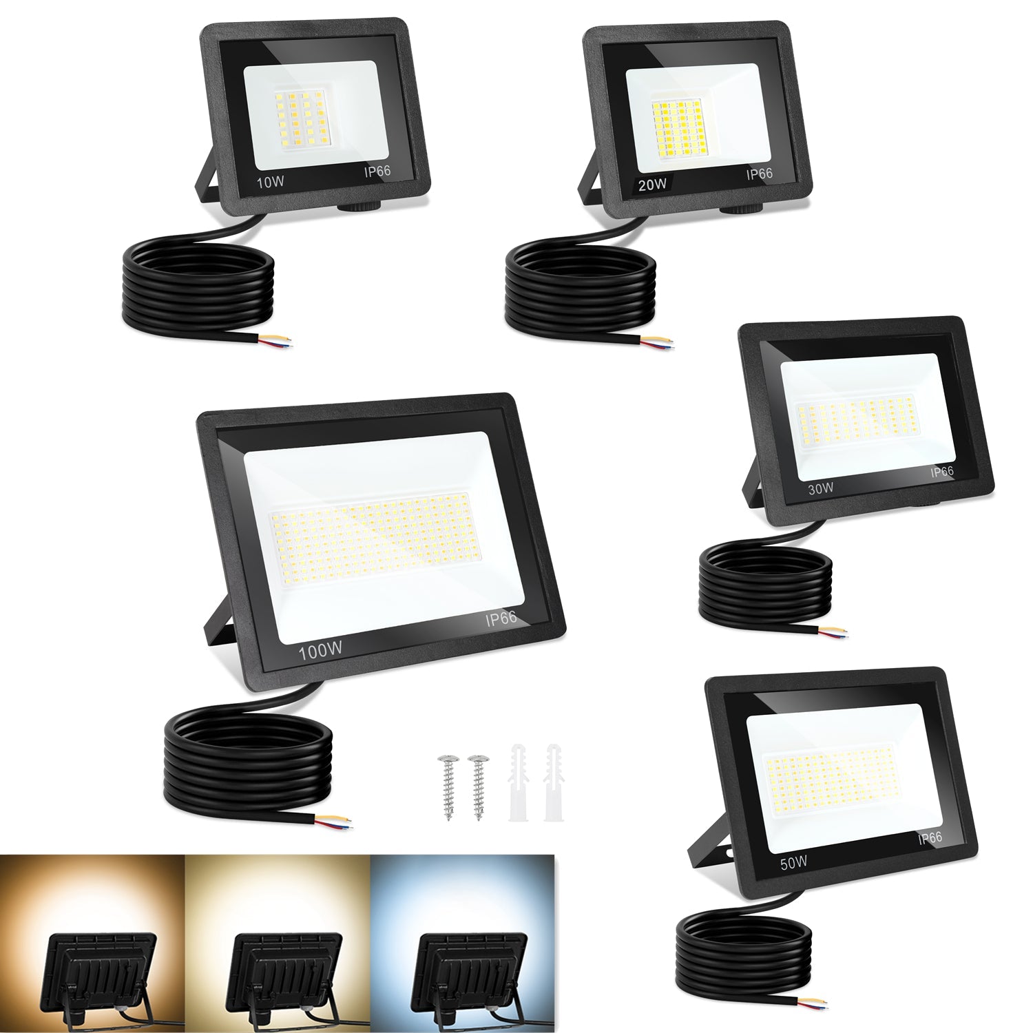 Cosmo Go LED Strahler Außen 10W-100W 3 Farbtemperatur 3000/4000/6500K