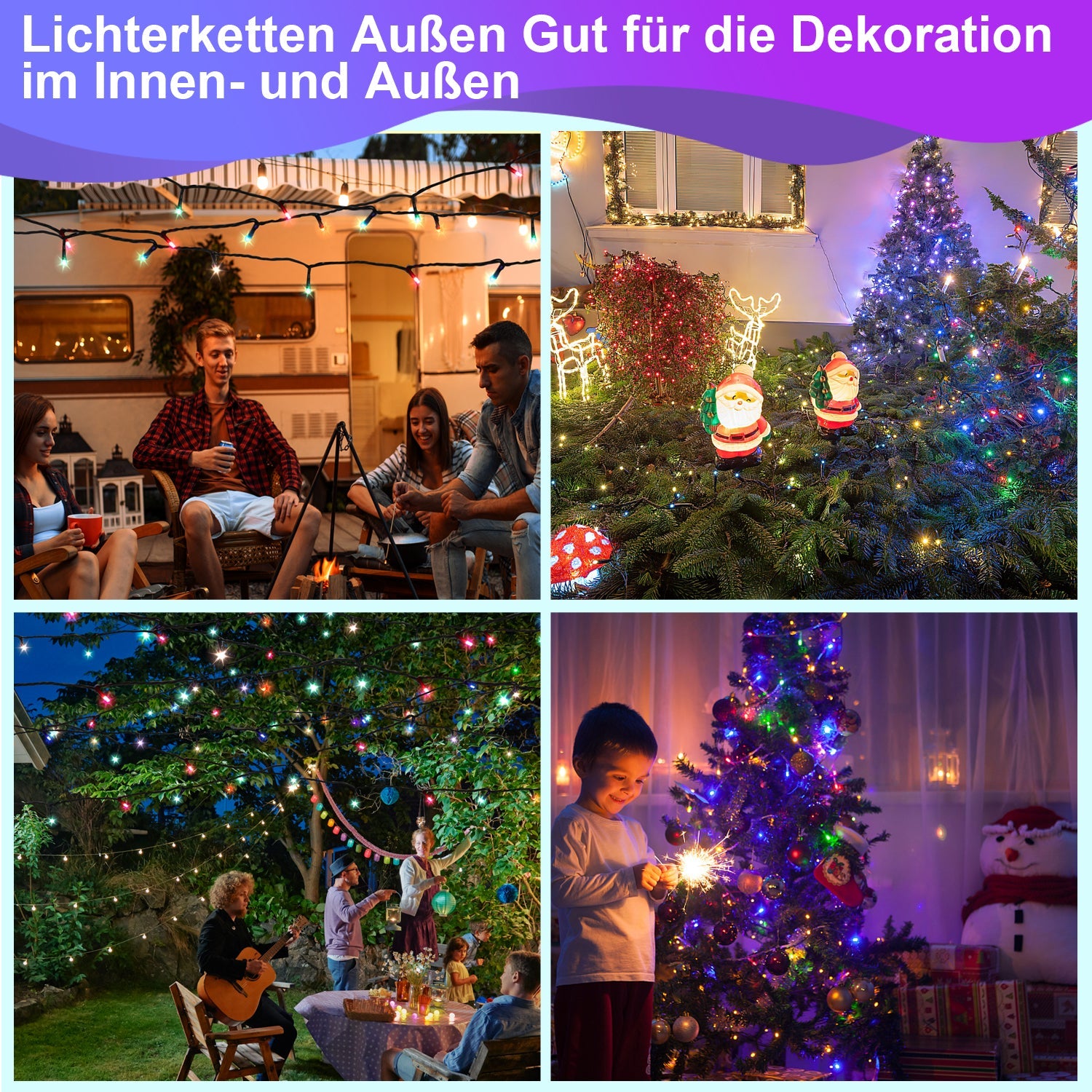 Cosmo Go LED Lichterkette Außen 10m/20m/30m Schwarz Kabel