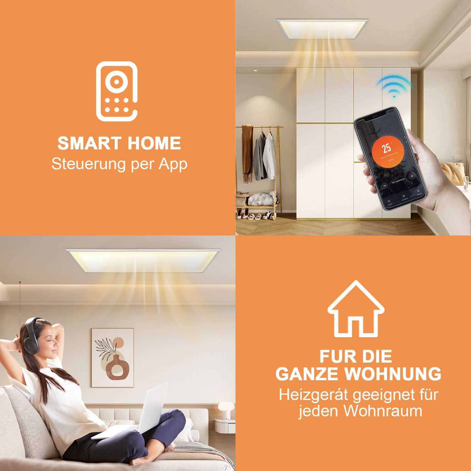Cosmo Go Infrarotheizung Elektroheizer Decke WIFI 360/770W