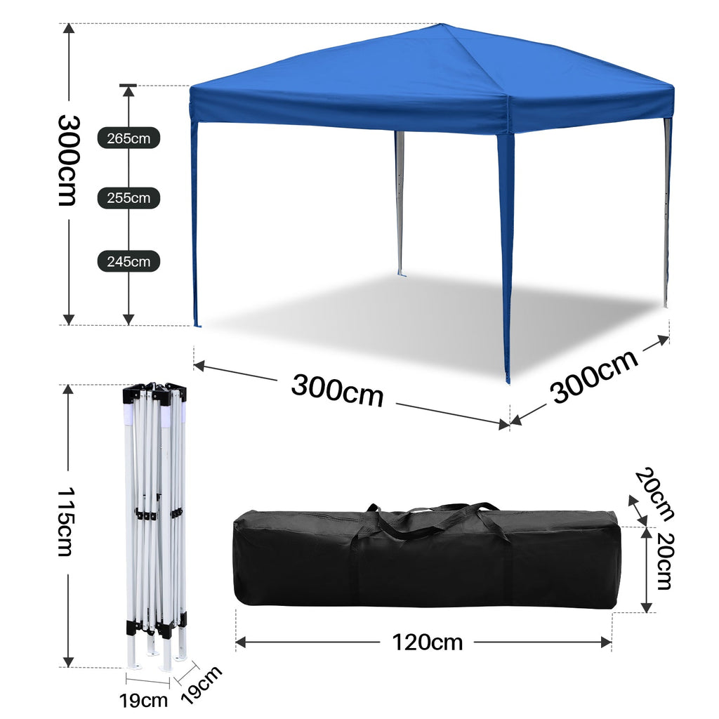 Cosmo Go Pop-Up Pavillon Gazebo mit Zentralverriegelung 3x3m