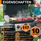 Cosmo Go BBQ Grillspieß Edelstahl Motor 4x Fleischnadel