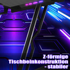 Cosmo Go Gaming Schreibtisch Gaming Tisch 120/140cm mit LED Fernbedienung