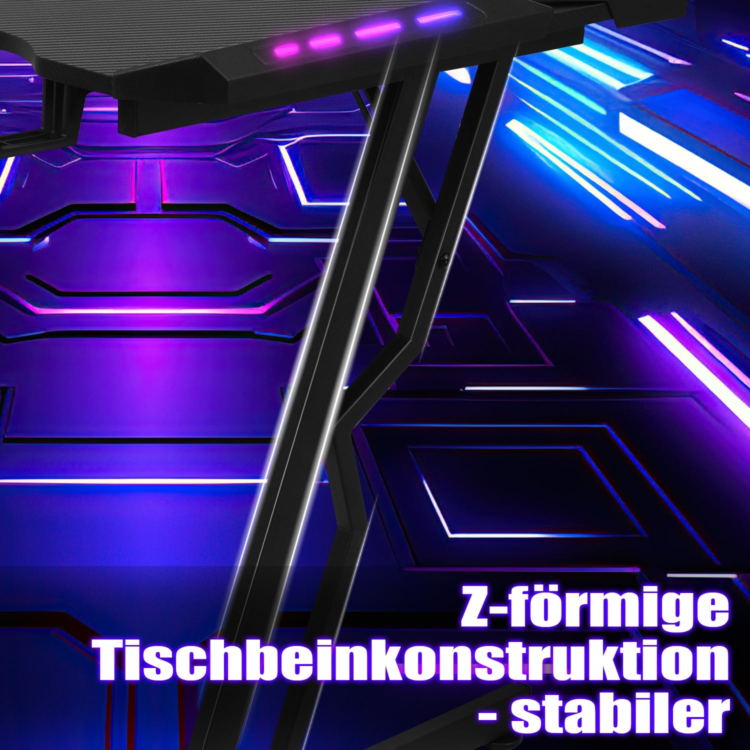 Cosmo Go Gaming Schreibtisch Gaming Tisch 120/140cm mit LED Fernbedienung