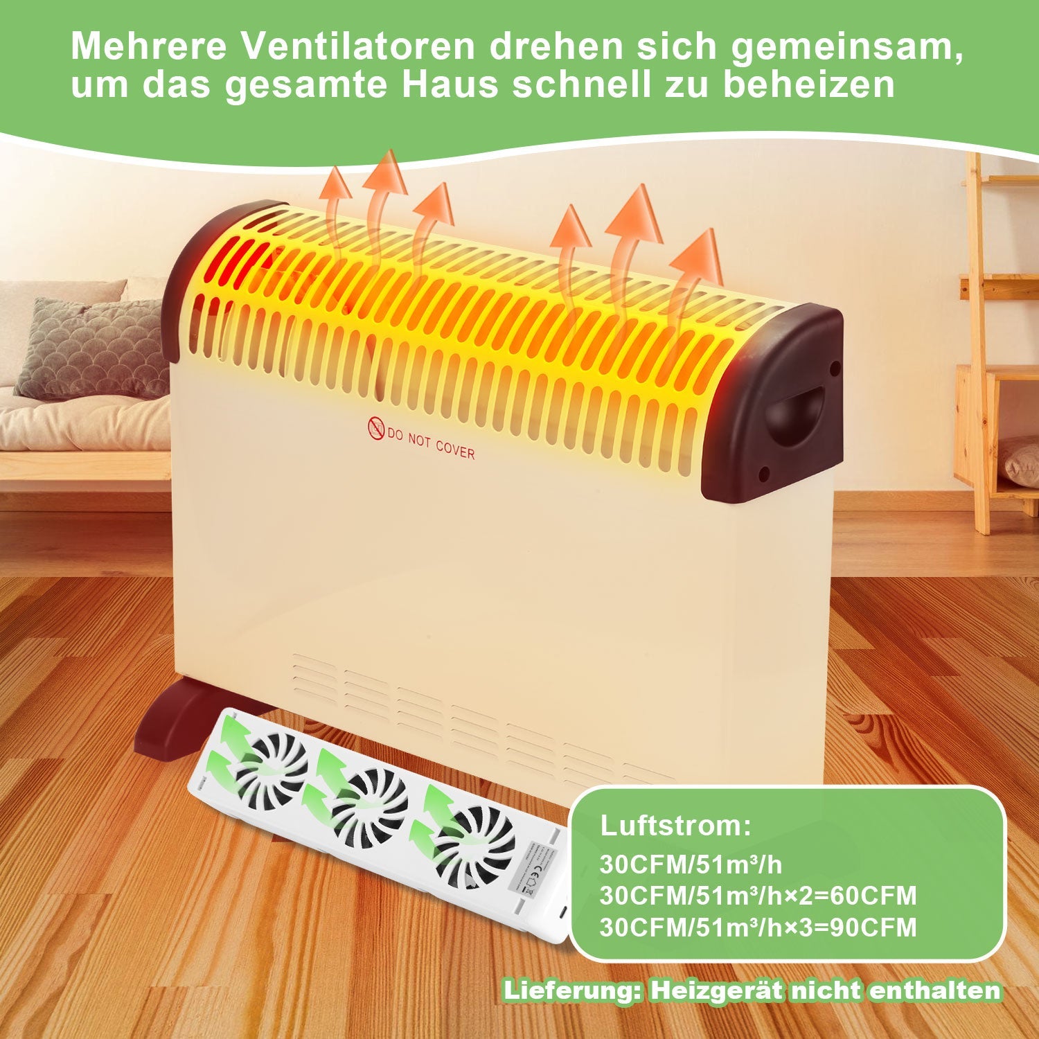 Cosmo Go Heizkörperverstärker Rippenheizkörper 3 Lüfter