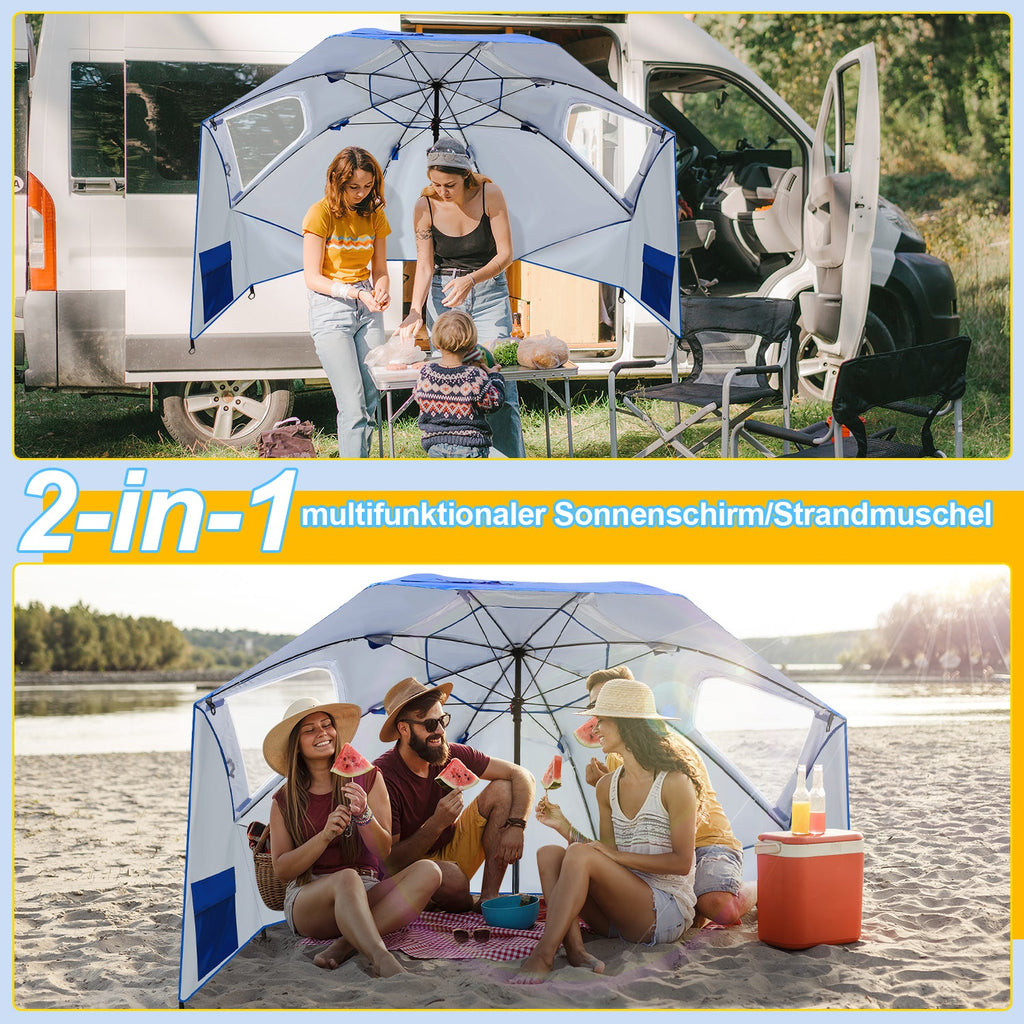 Cosmo Go 210cm Sonnenschirm Strandmuschel 2 in 1