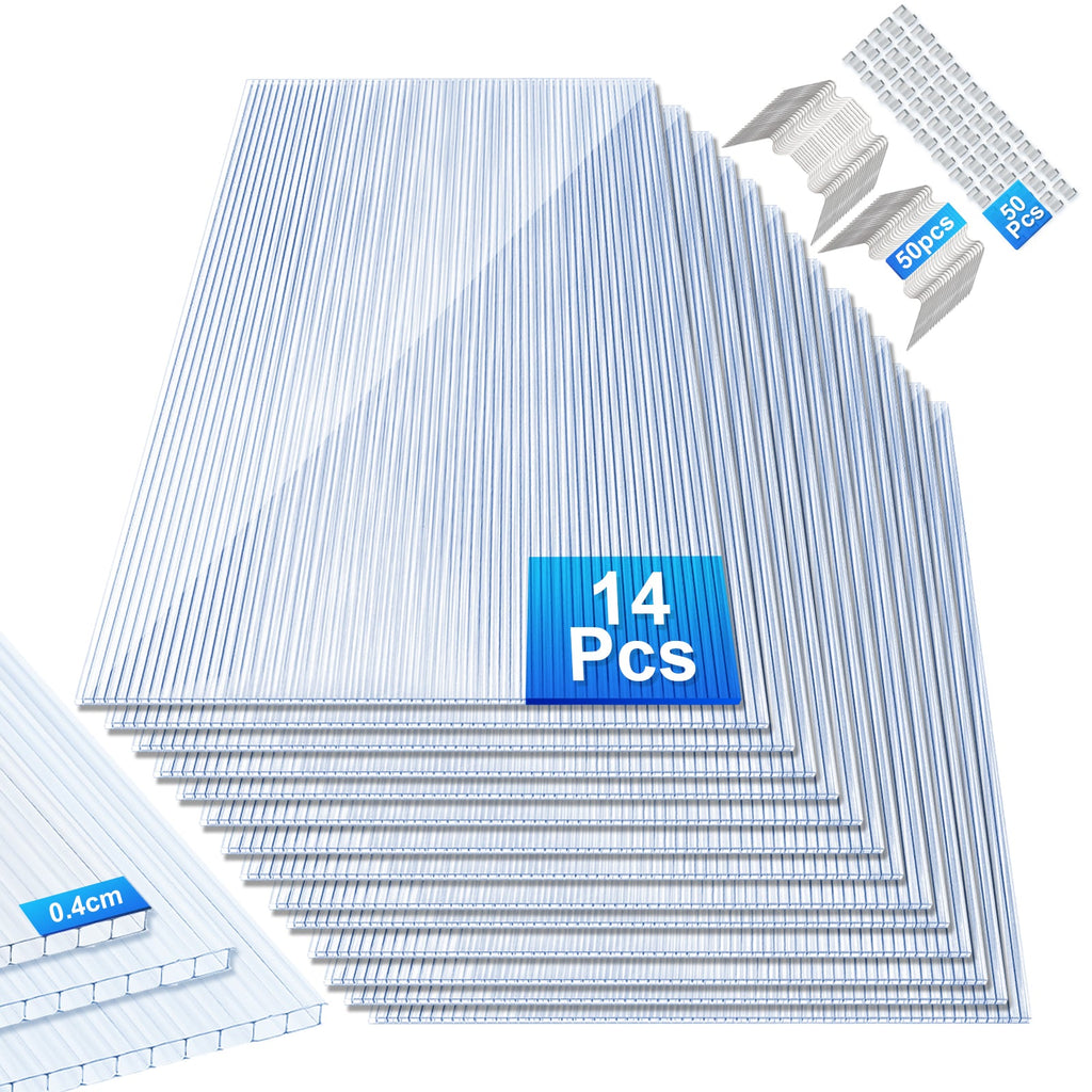 Cosmo Go Doppelstegplatte 4mm 14 Stück für Gewächshaus mit W-Clips und Z-Clips