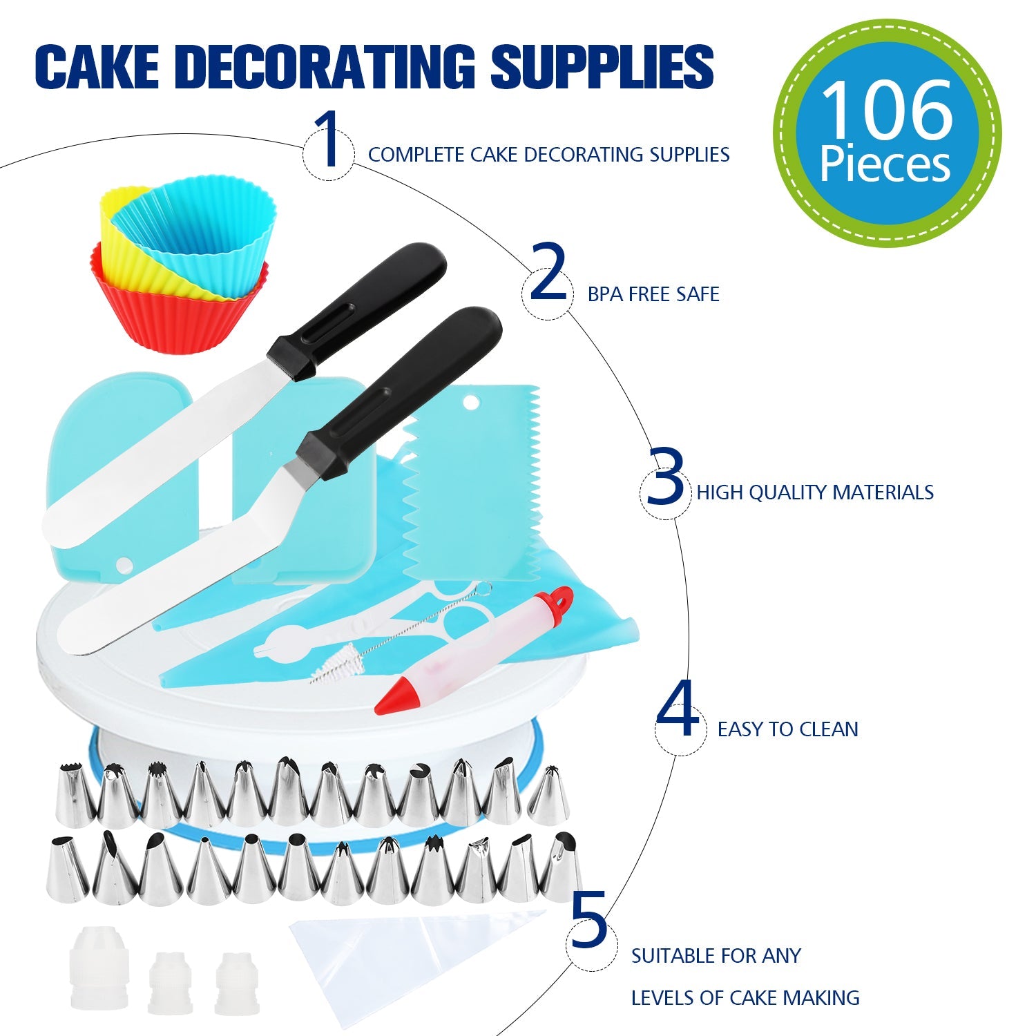 Cosmo Go 106 Teiliges Kuchen Spritztüllen Set