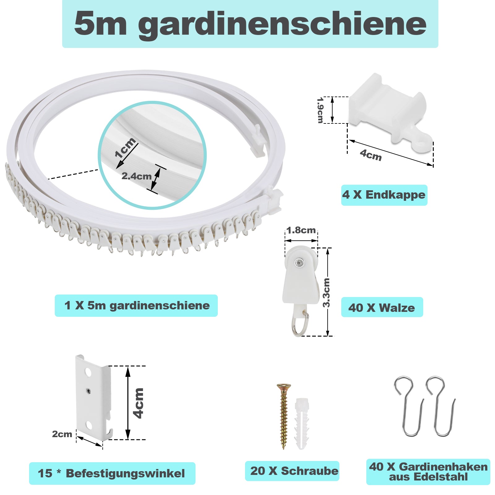 Cosmo Go Gardinenschiene Biegbar 3m/5m