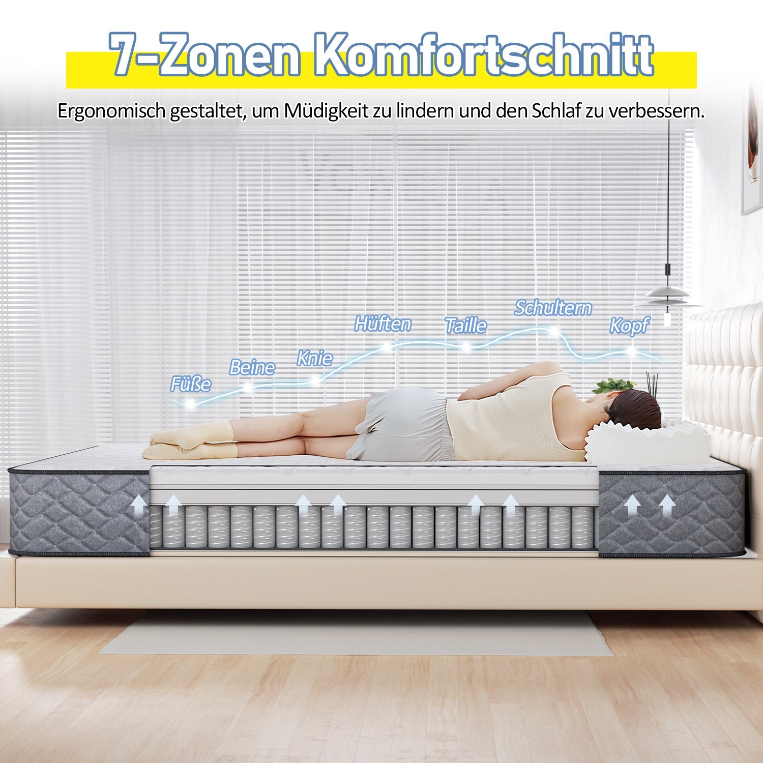 Cosmo Go Matratze Taschenfedermatratze 7 Zonen Elastizität H3