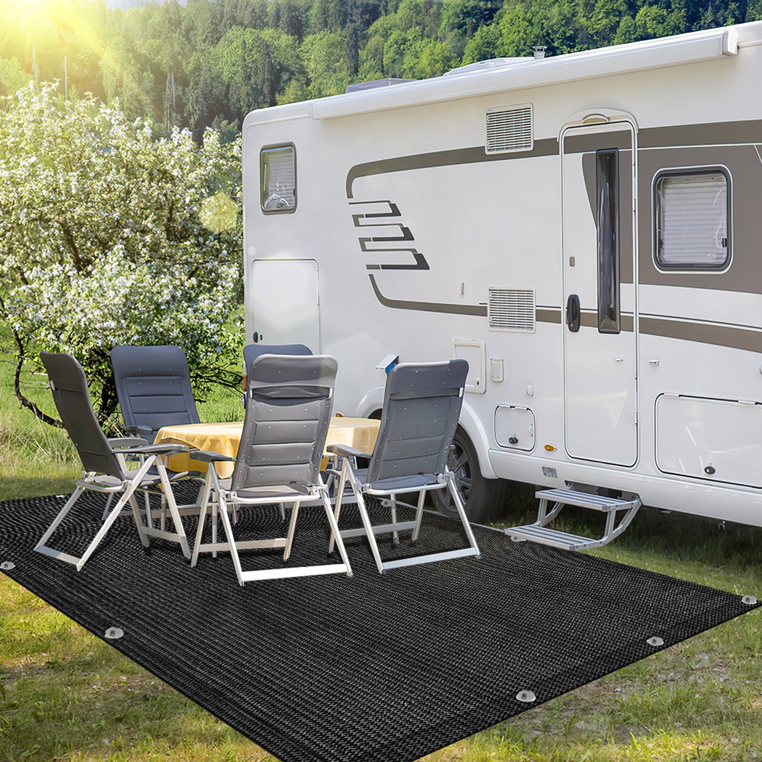 Cosmo Go Campingteppich Vorzeltteppich Schwarz