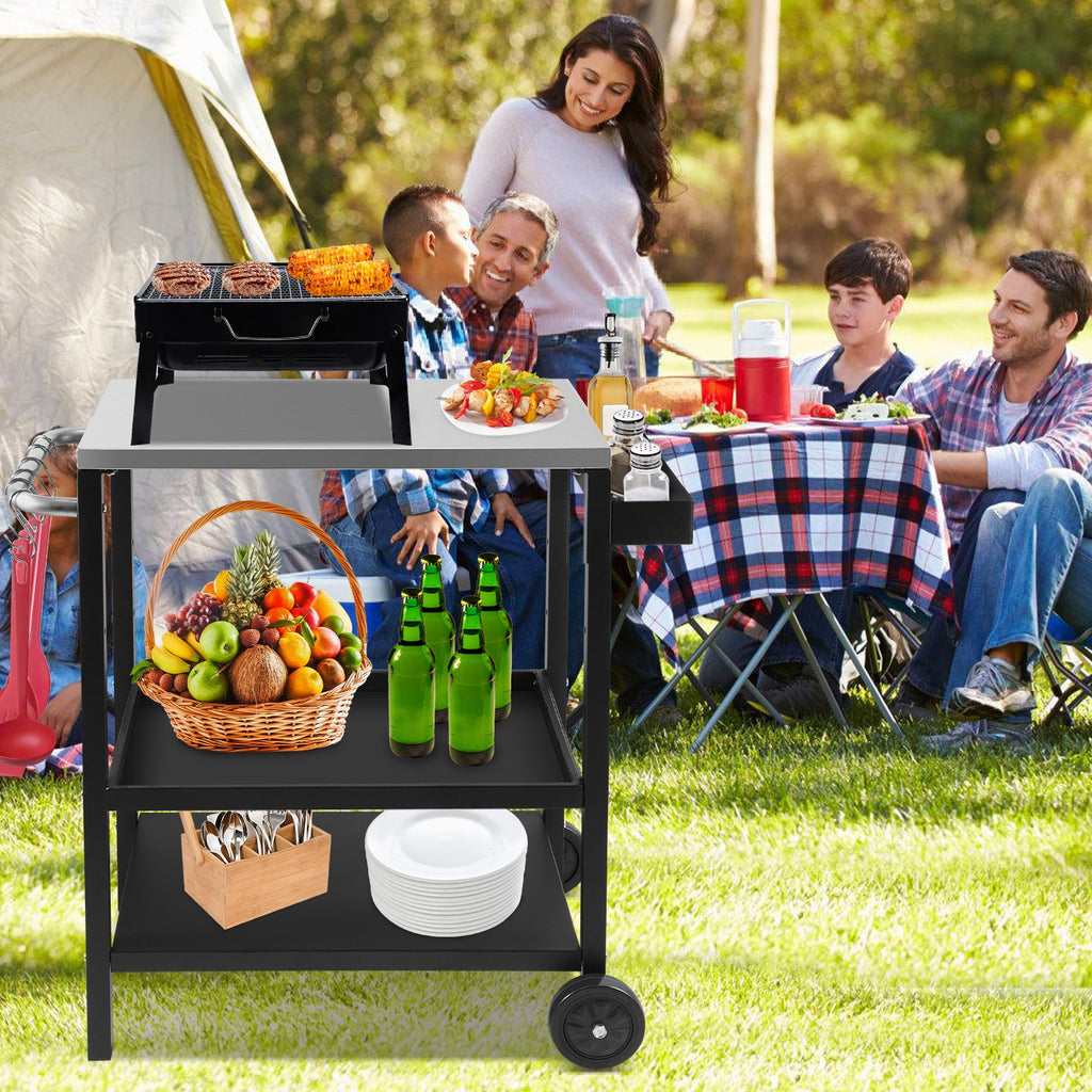 Cosmo Go Grillwagen Grilltisch Höhenverstellbar mit 3 Ablagen BBQ