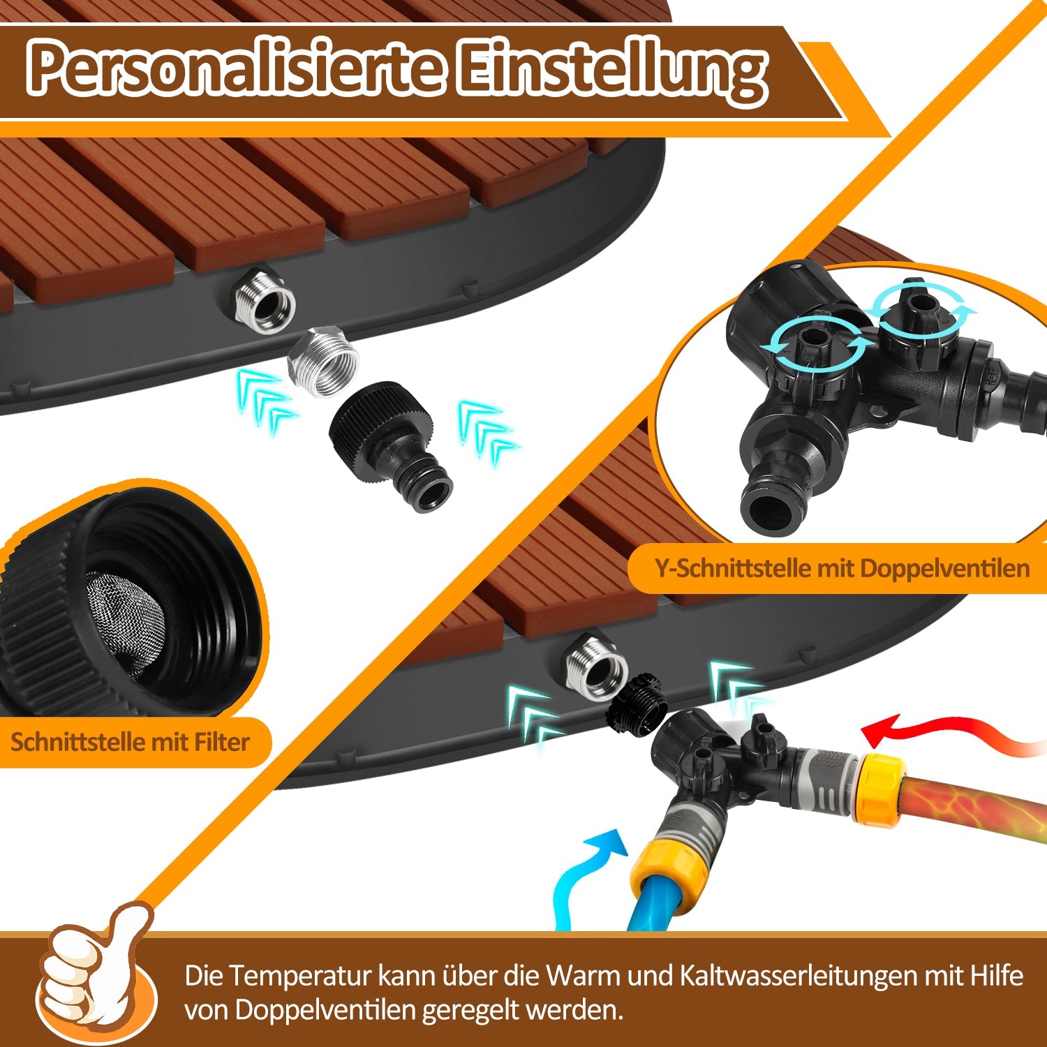 Cosmo Go Bodendusche Gartendusche mit Fußrad und 22 Kupferdüsen