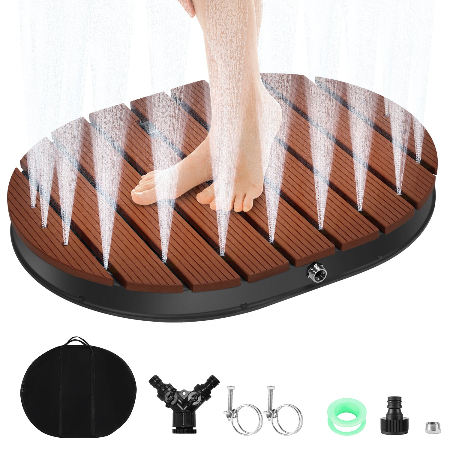 Cosmo Go Bodendusche Gartendusche mit Fußrad und 22 Kupferdüsen