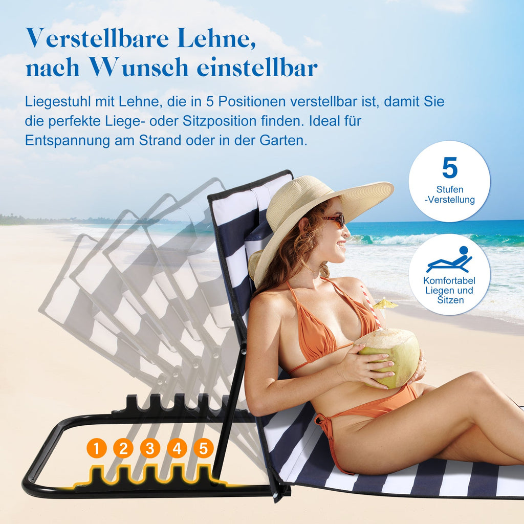 Cosmo Go Strandliegen Tragbar Strandmatte mit Einstellbar Höhe 158cm