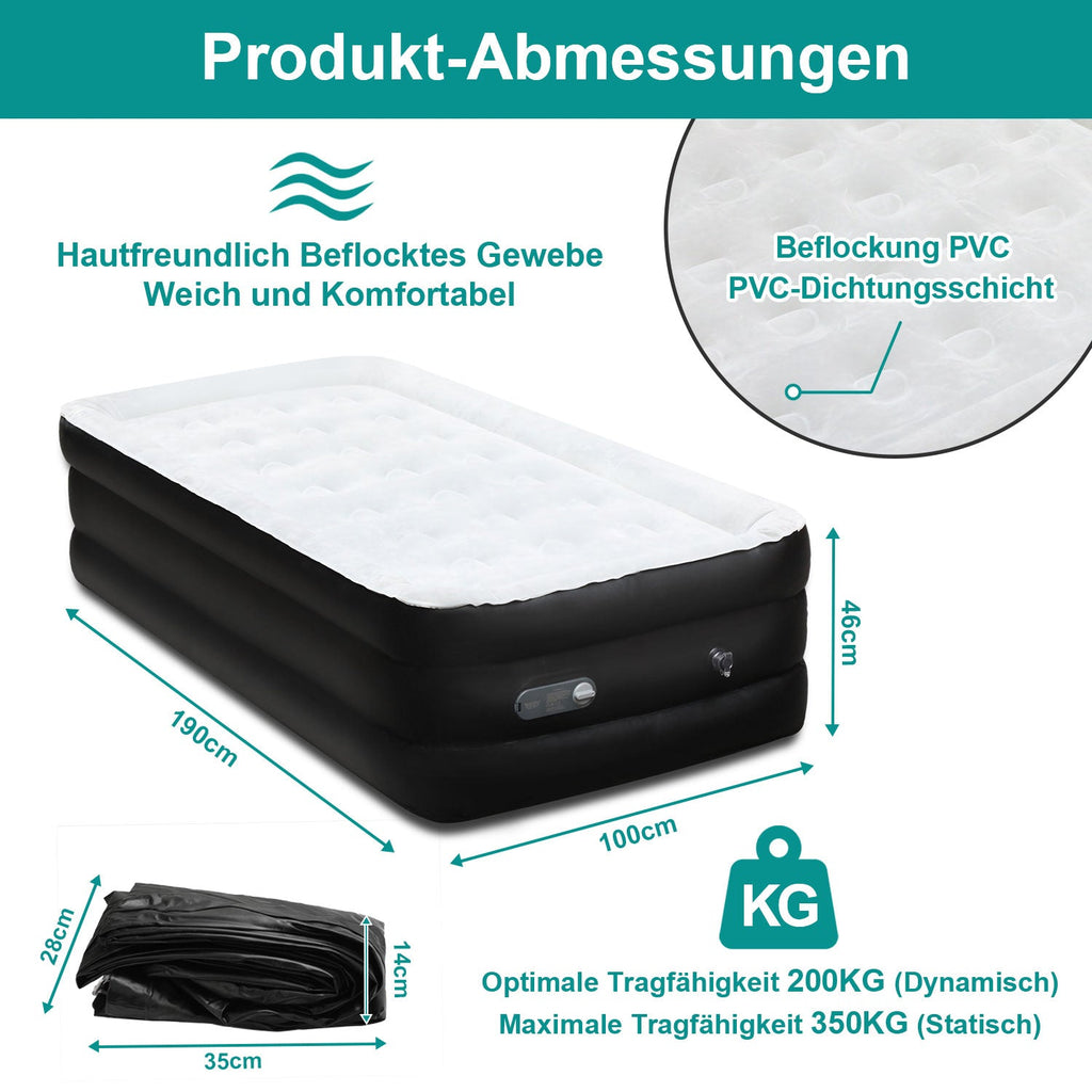 Cosmo Go Aufblasbare Matratze Luftmatratze Einzel/Doppel