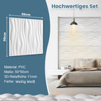 Cosmo Go 3D Wandpaneele 12 Stück 50x50cm Wellig Weiß