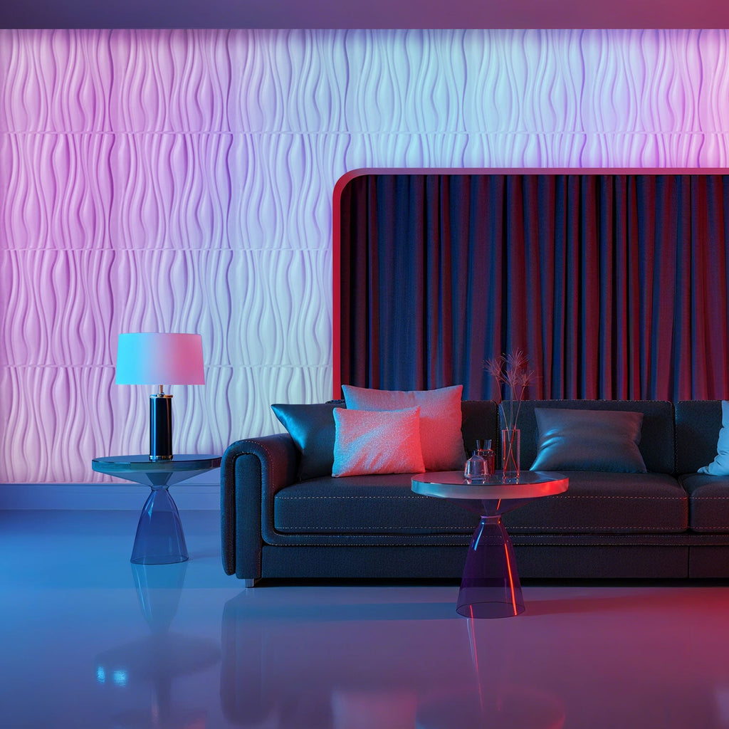 Cosmo Go 3D Wandpaneele 12 Stück 50x50cm Wellig Weiß