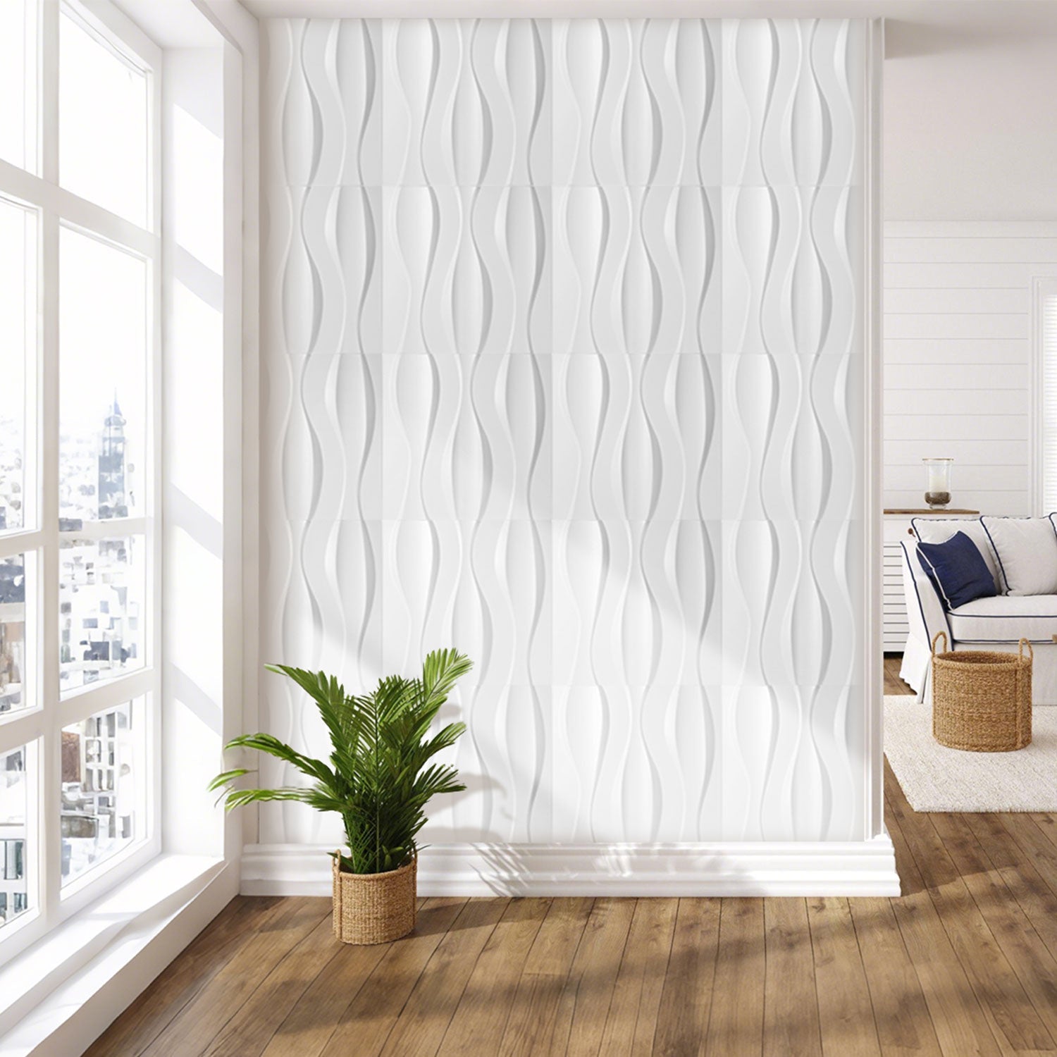 Cosmo Go 3D Wandpaneele 12 Stück 50x50 cm Linear Weiß