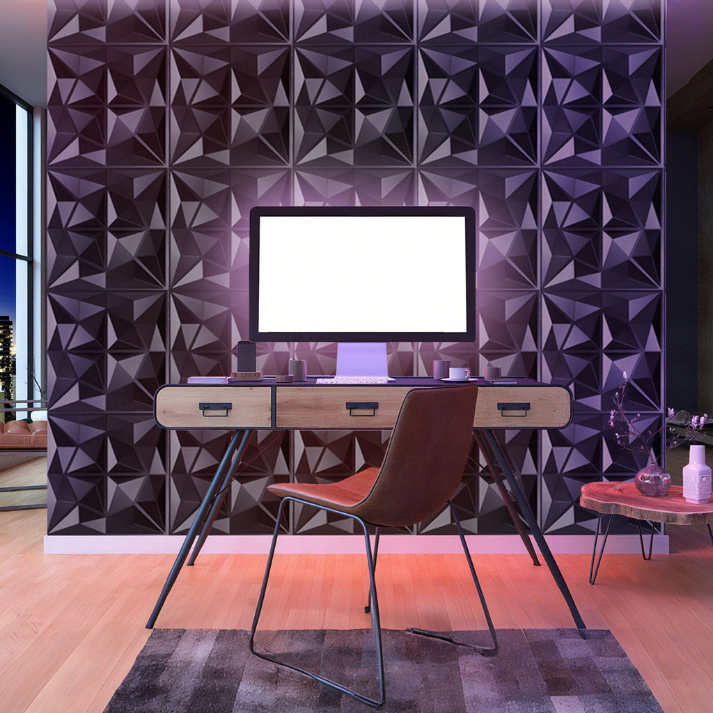 Cosmo Go 3D Wandpaneele 12 Stück 50x50cm Rund Diamant Schwarz