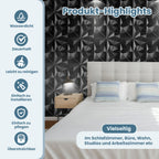 Cosmo Go 3D Wandpaneele 12 Stück 30x30cm Rund Diamant Schwarz