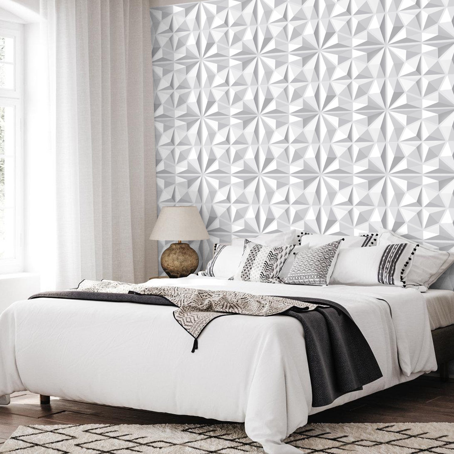 Cosmo Go 3D Wandpaneele 12 Stück 50x50cm Rund Diamant Weiß