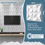 Cosmo Go 3D Wandpaneele 12 Stück 30x30cm Rund Diamant Weiß