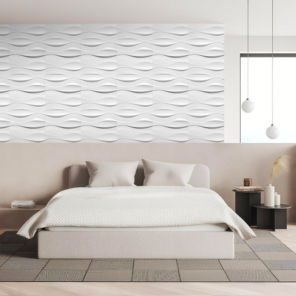 Cosmo Go 3D Wandpaneele 12 Stück 50x50 cm Linear Weiß