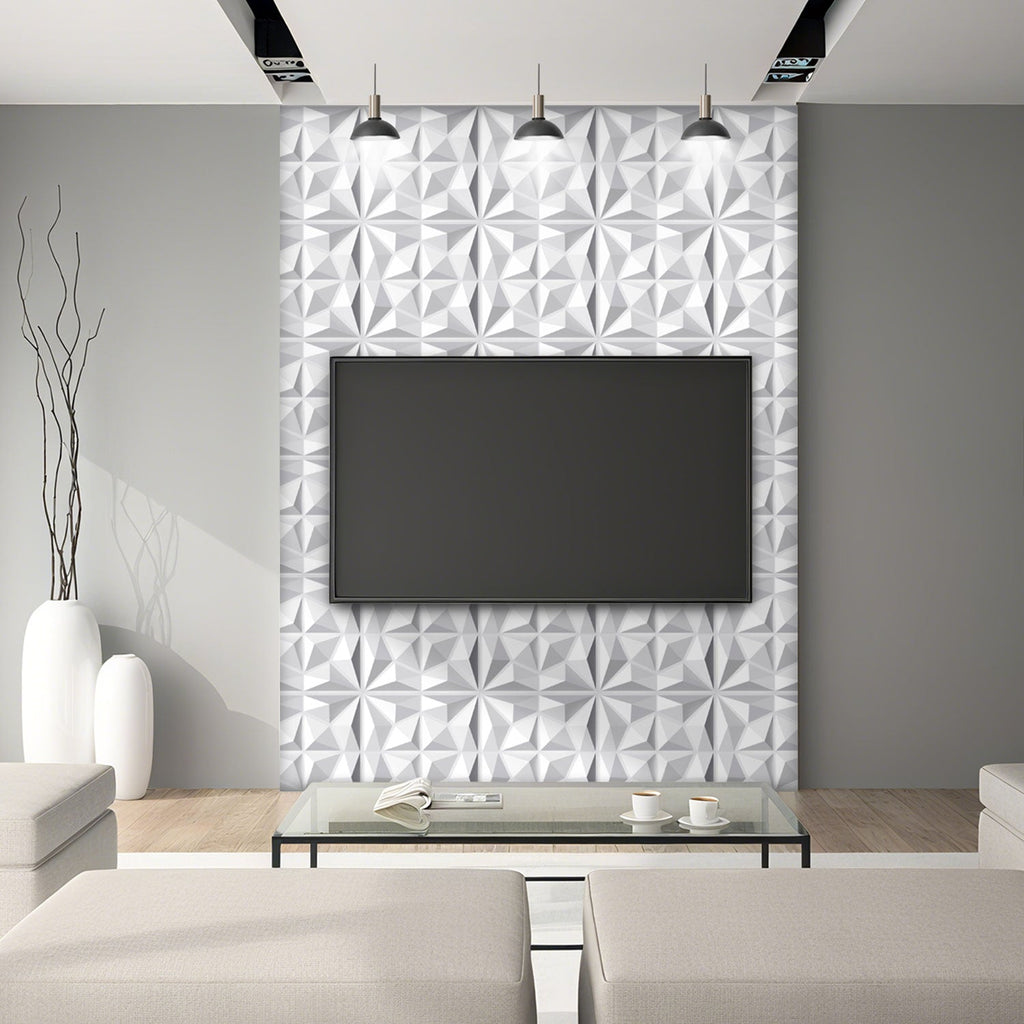 Cosmo Go 3D Wandpaneele 12 Stück 30x30cm Rund Diamant Weiß