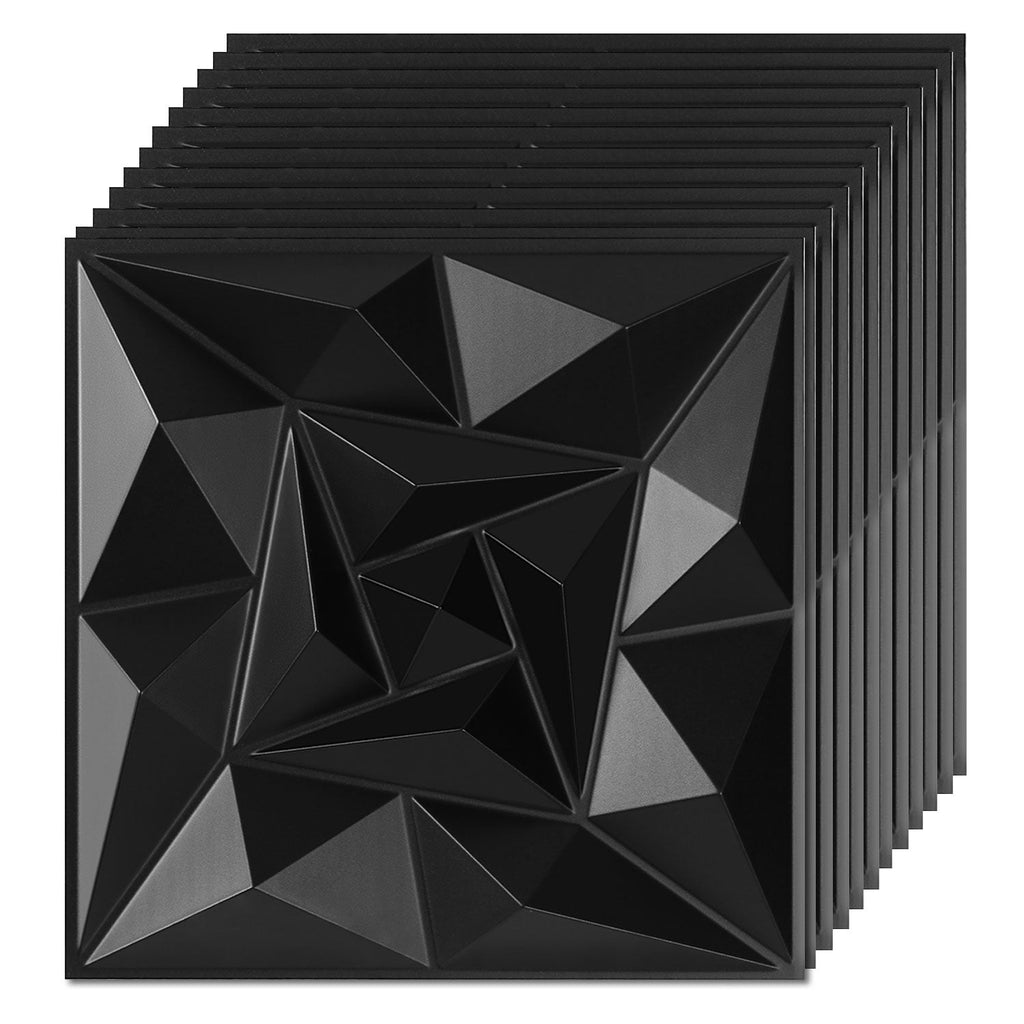 Cosmo Go 3D Wandpaneele 12 Stück 30x30cm Quadrat Diamant Schwarz
