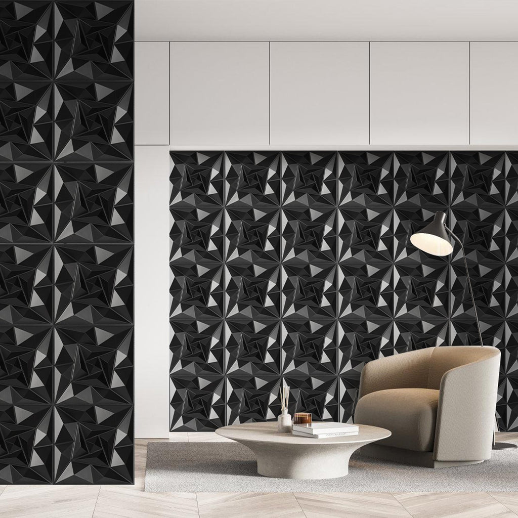 Cosmo Go 3D Wandpaneele 12 Stück 50x50cm Quadrat Diamant Schwarz