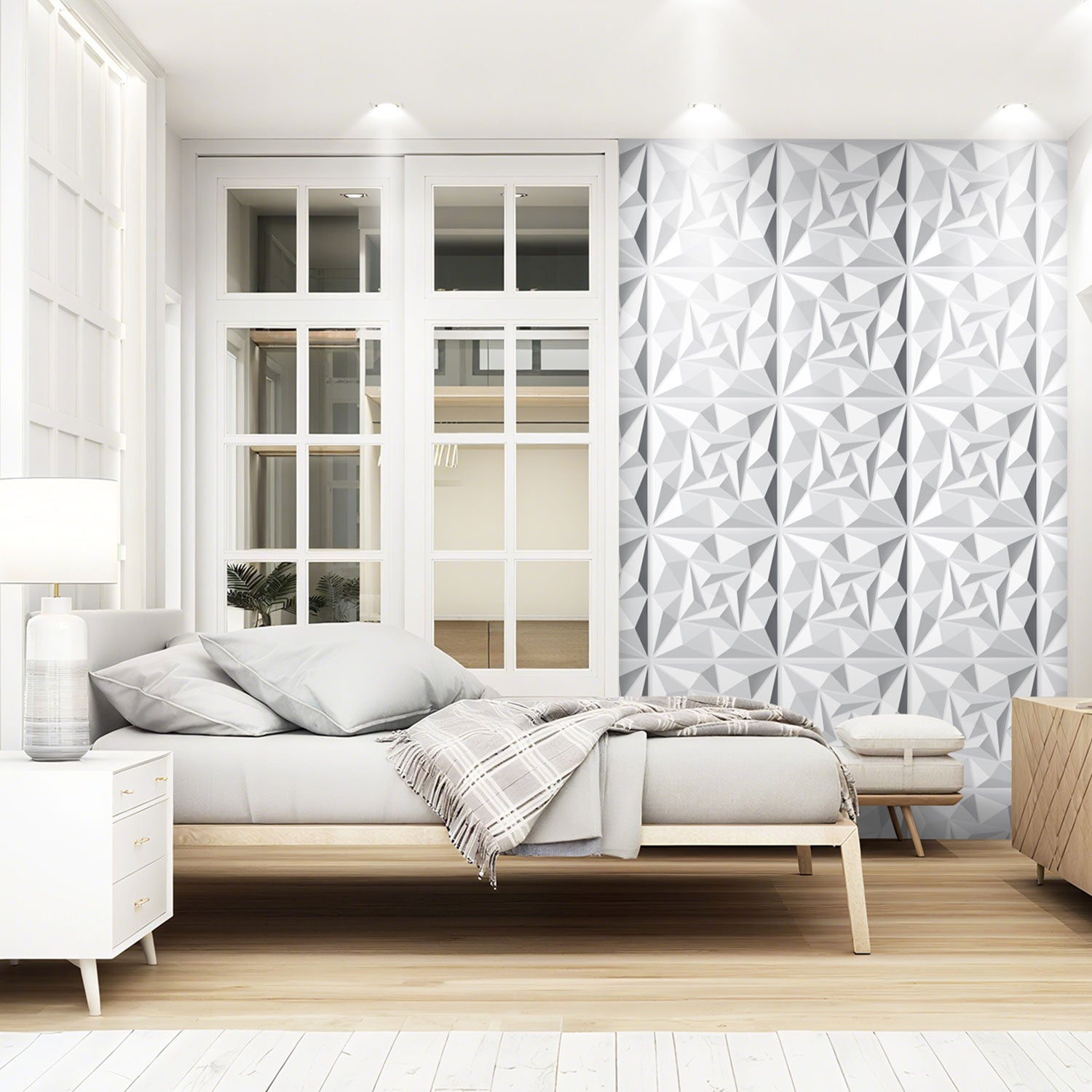 Cosmo Go 3D Wandpaneele 12 Stück 50x50cm Quadrat Diamant Weiß