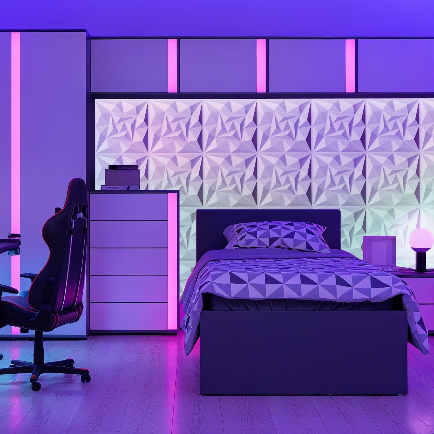 Cosmo Go 3D Wandpaneele 12 Stück 50x50cm Quadrat Diamant Weiß