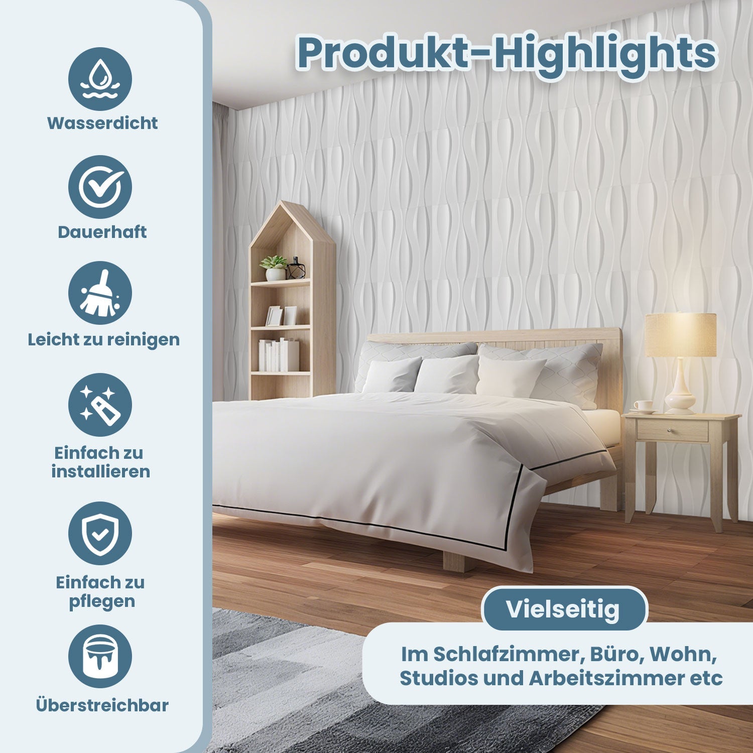 Cosmo Go 3D Wandpaneele 12 Stück 50x50 cm Linear Weiß