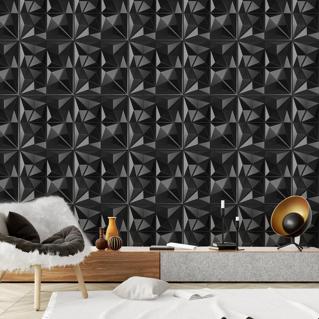 Cosmo Go 3D Wandpaneele 12 Stück 50x50cm Rund Diamant Schwarz