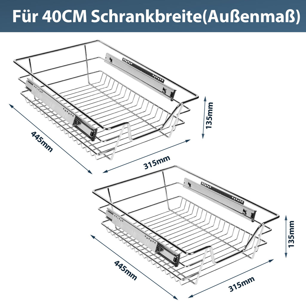Cosmo Go Küchenschublade Teleskopschublade Metall 2 Stück
