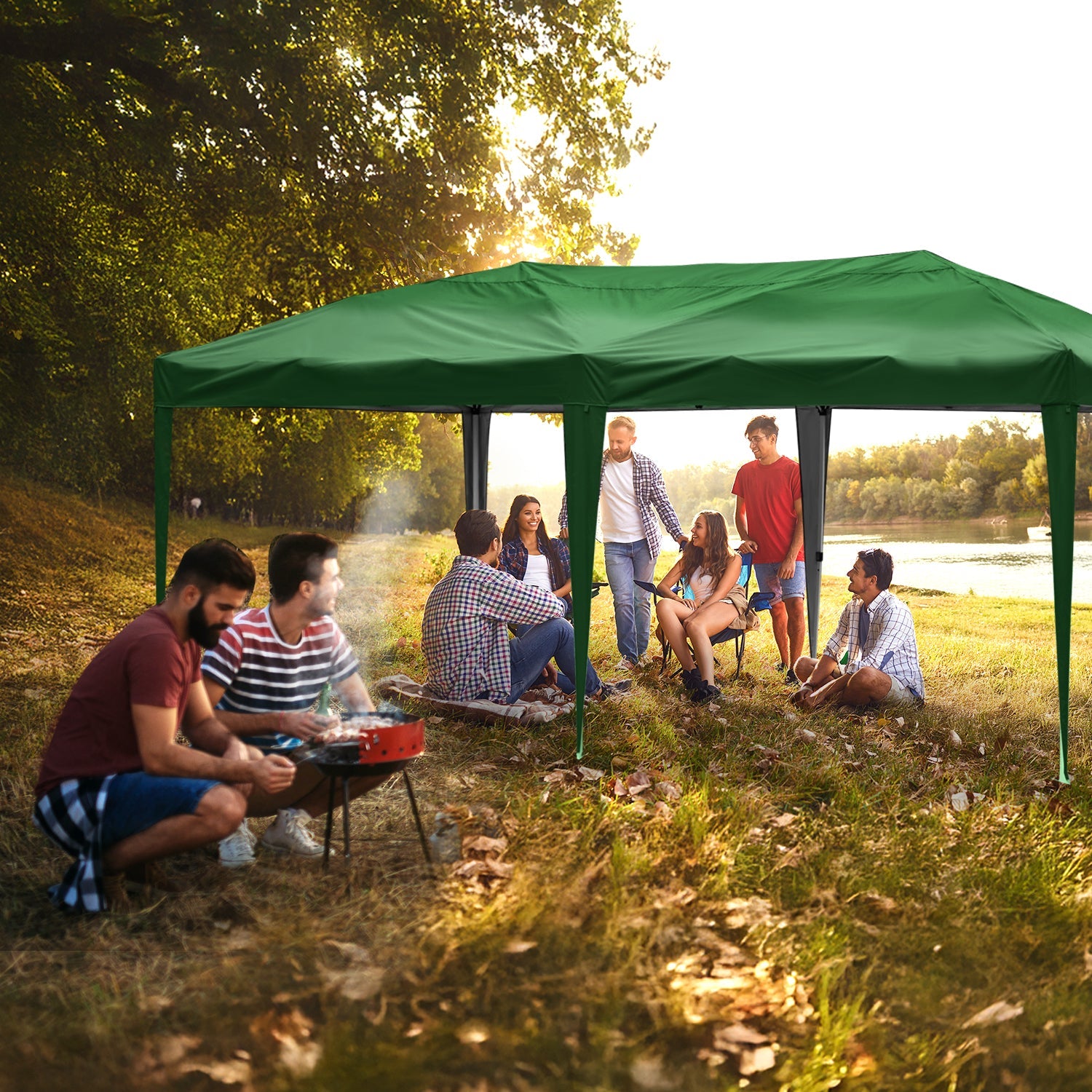 Cosmo Go Pop-Up Pavillon Gazebo mit Zentralverriegelung 3x6m