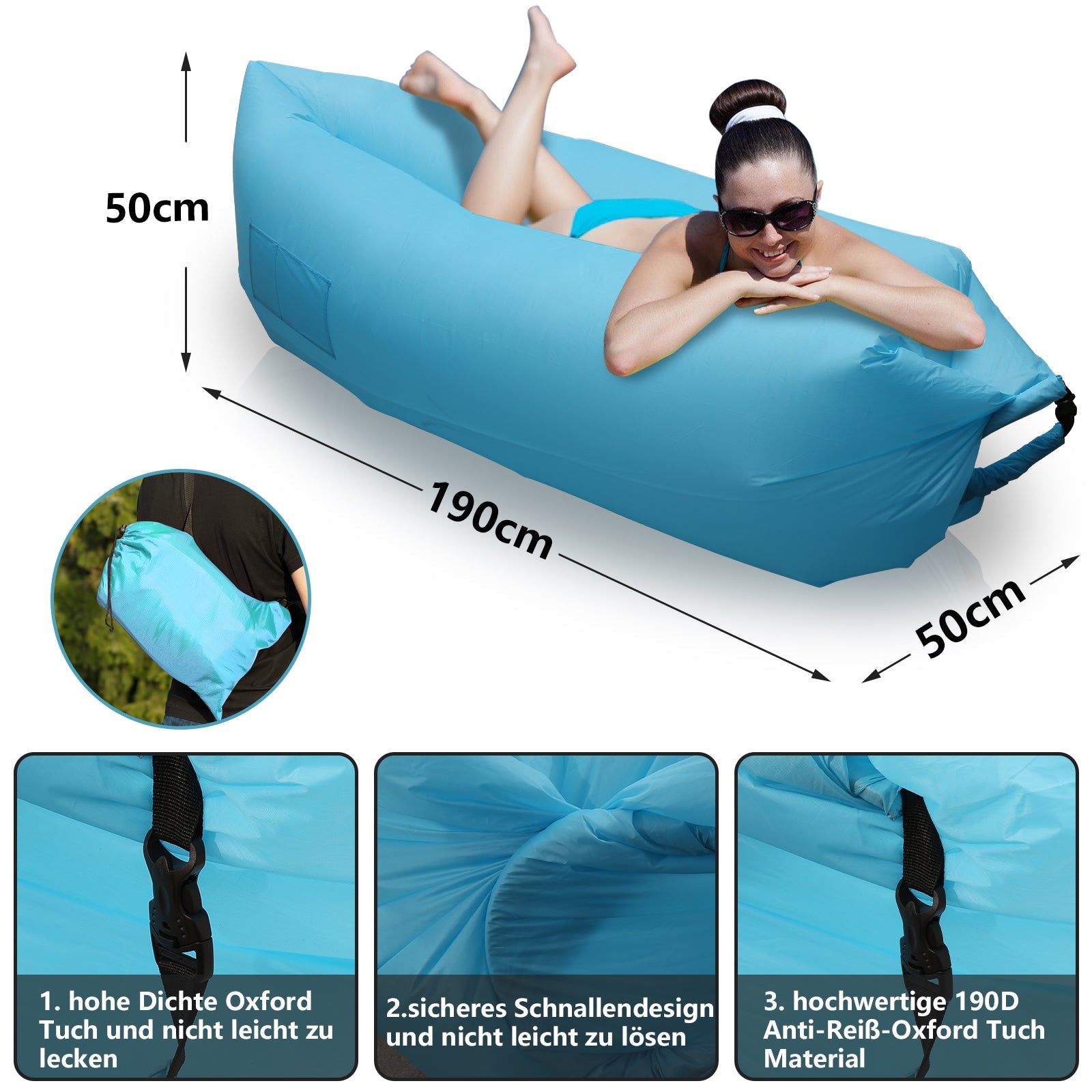 Cosmo Go Aufblasbares Luftsofa Sitzsack Sofa belastbar