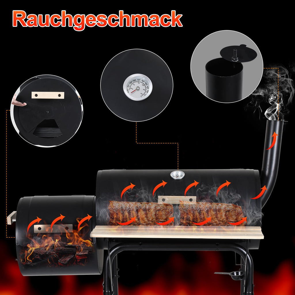 Cosmo Go Holzkohle Grill BBQ Multifunktionaler mit Thermometer