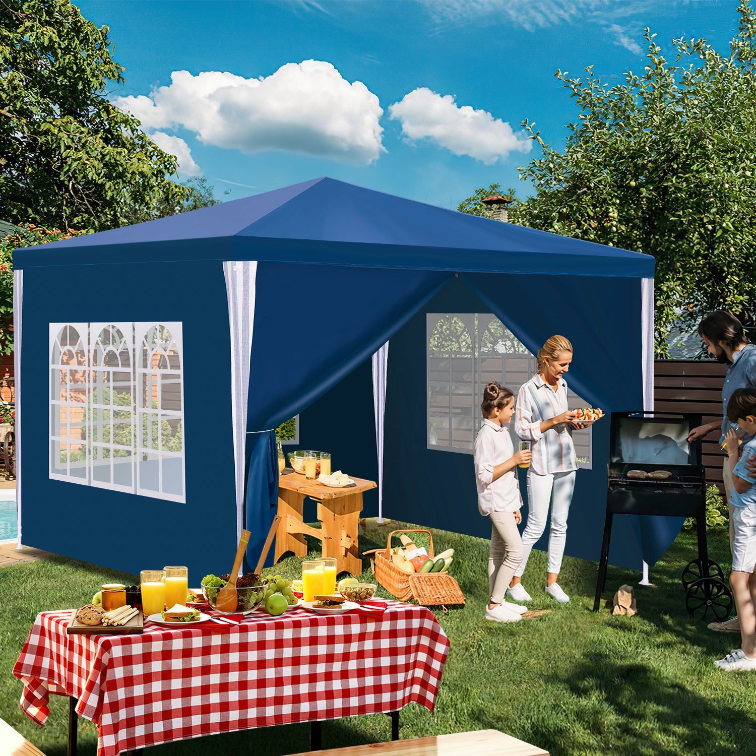 Cosmo Go Pavillon 3x3m Partyzelt Wasserdicht mit Seitenteilen