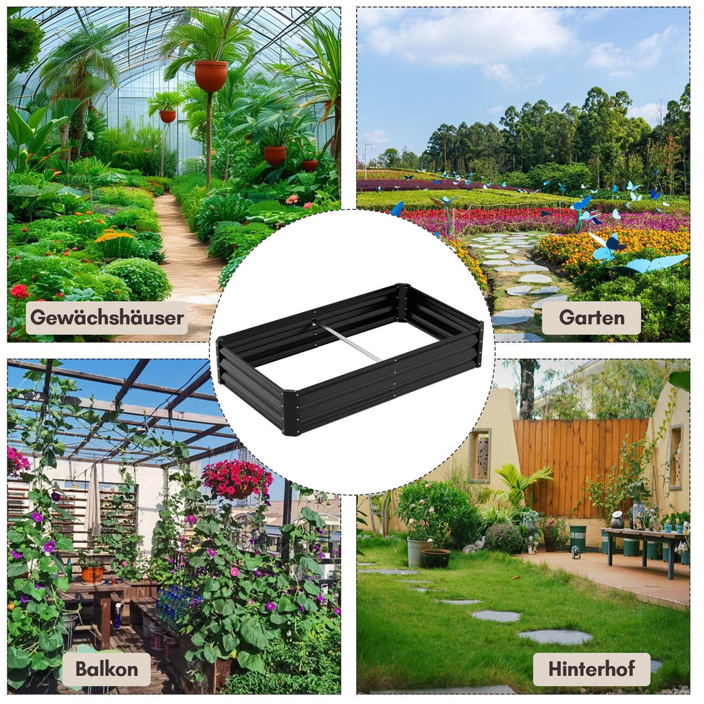 Cosmo Go Metall Hochbeete Hochbeete-Kit mit Stützstangen für Garten