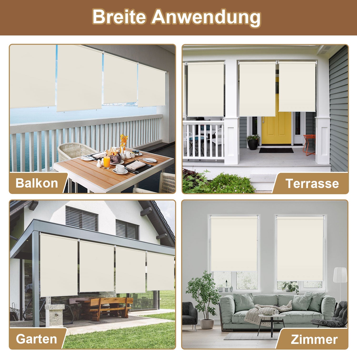 Cosmo Go Senkrechtmarkise AußenRollo Dunkelgrau/Hellgrau