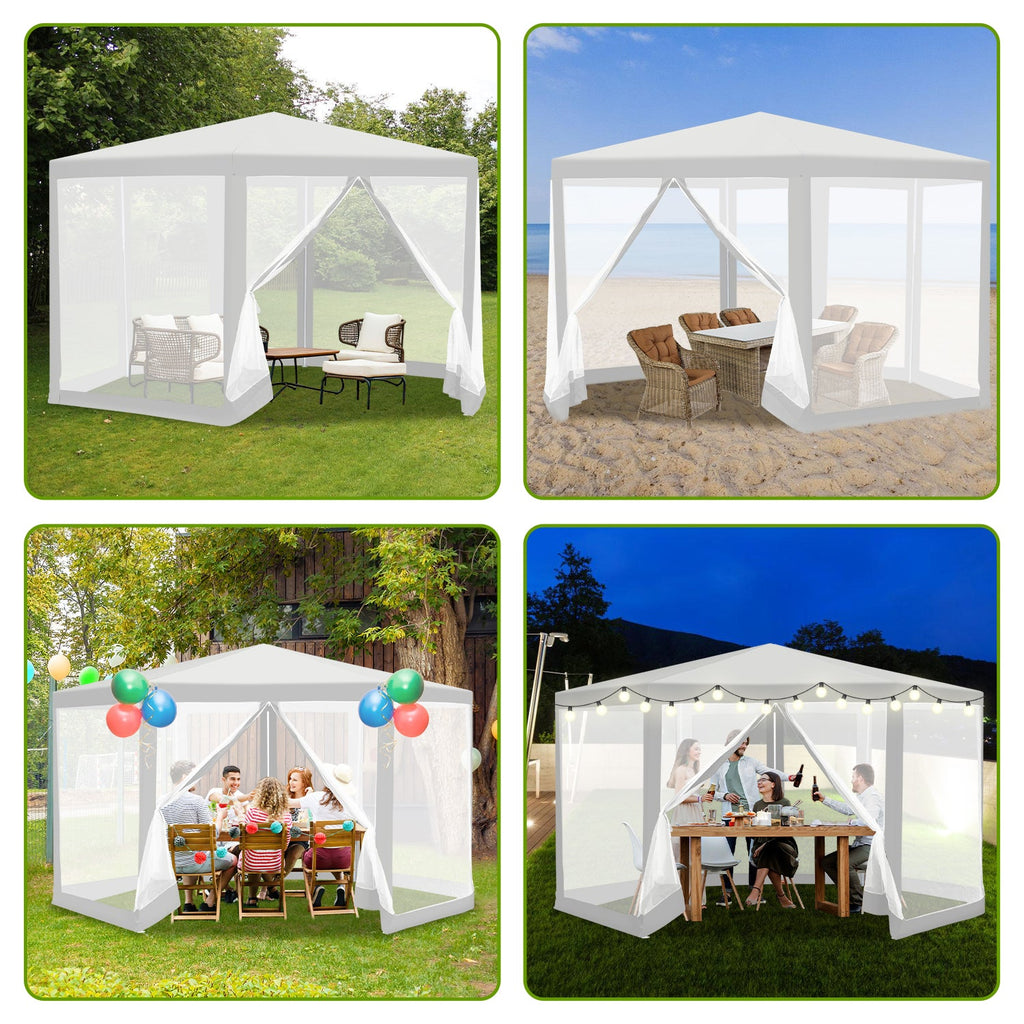 Cosmo Go Pavillon Gartenzelt mit Moskitonetz Wasserdicht 6-eckig