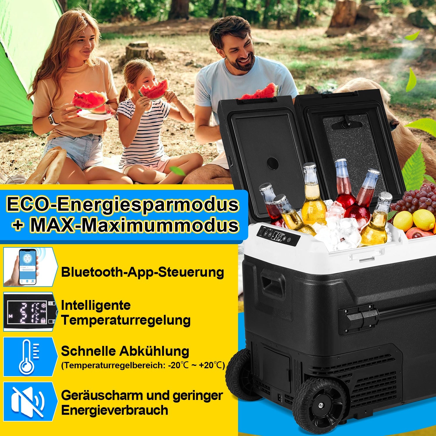 Cosmo Go Kompressor Kühlbox Kühlschrank 50L KFZ APP
