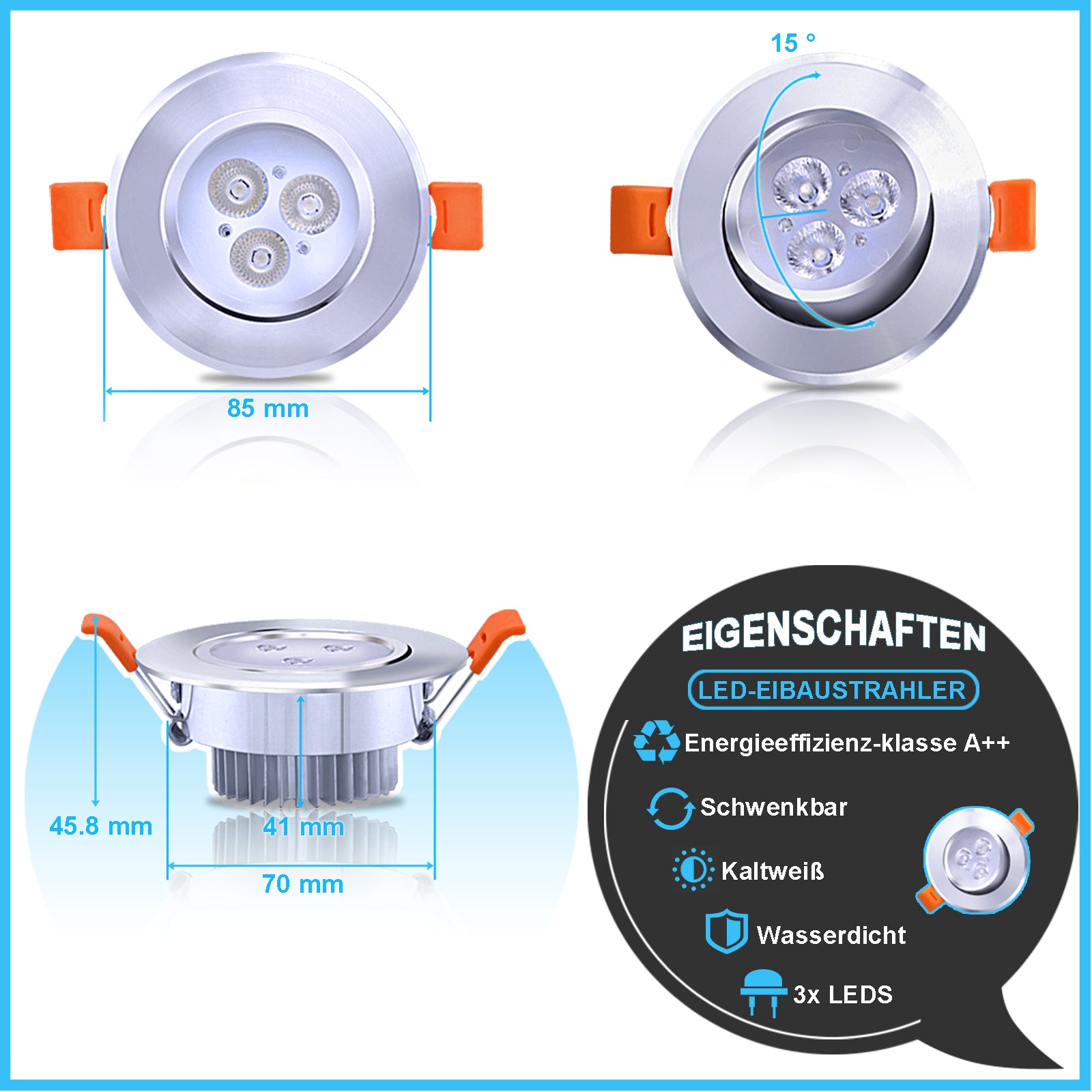 Cosmo Go LED Einbaustrahler 3W/5W/7W Kaltweiß/Warmweiß