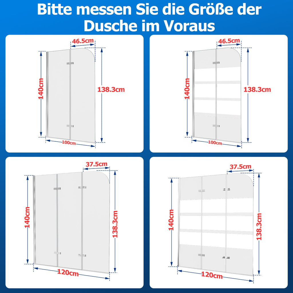 Cosmo Go Duschwand für badewanne Faltbare Glas Duschtrennwand