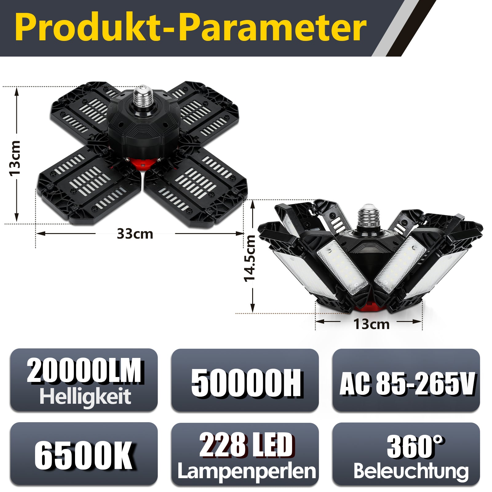 Cosmo Go Led Werkstatt Deckenleuchte Verstellbaren Paneelen 200W