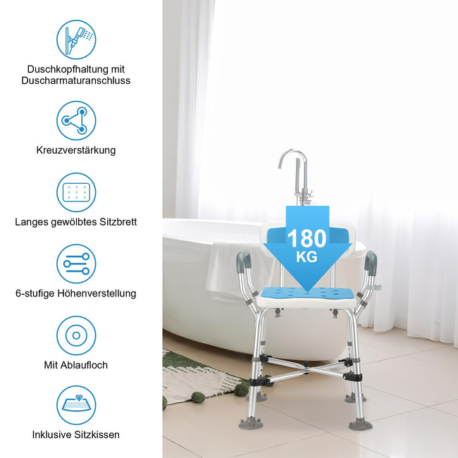 Cosmo Go Duschhocker Duschstuhl mit Doppelt Verstärktem Querbalken Main Image